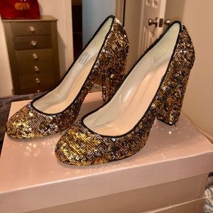 JCrew Gold Sequin Heels